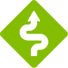 Green winding road traffic sign icon